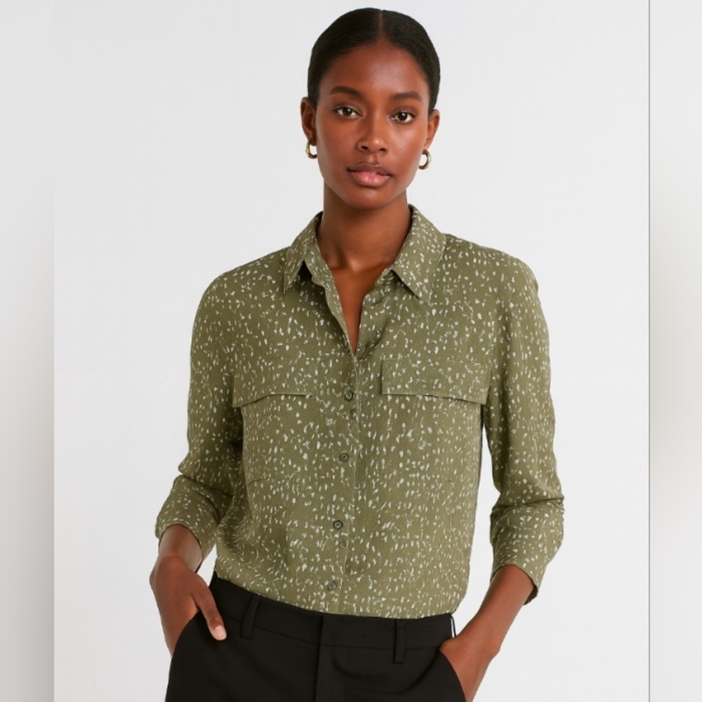EVRI Camp Shirt Blouse Moss Green 0X